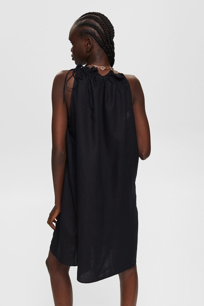 Linen blend: dress with a halterneck neckline, BLACK, detail image number 2