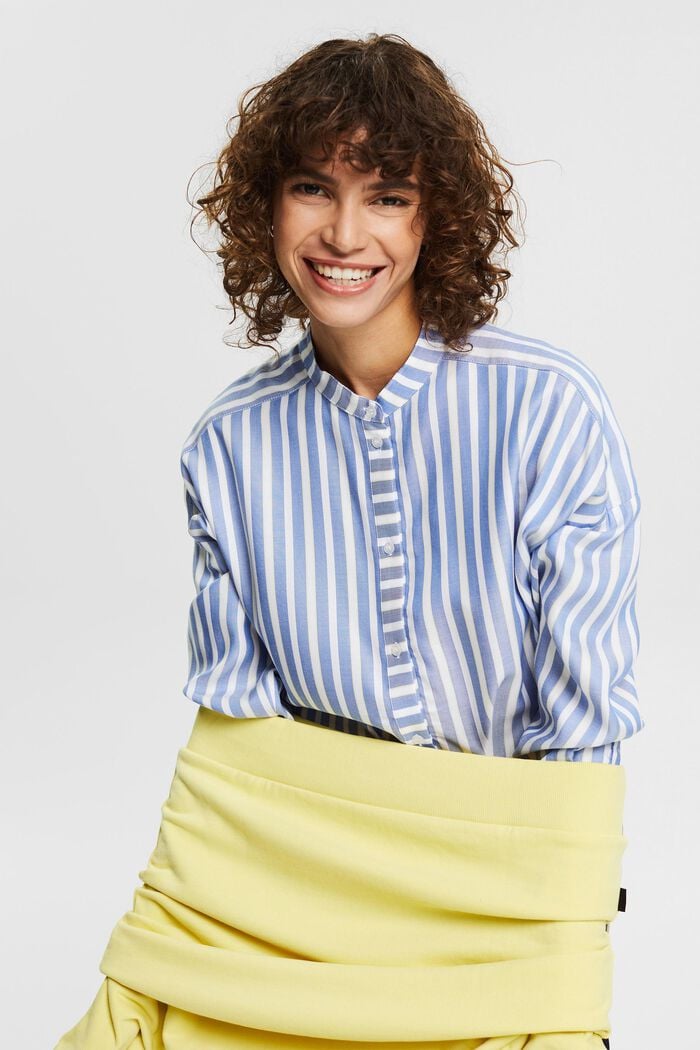 Containing TENCEL™: striped oversized blouse, LIGHT BLUE, detail image number 5