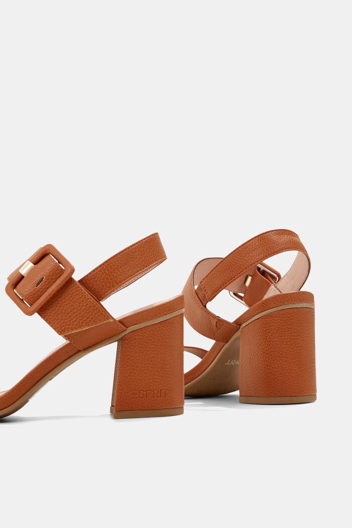 Sandals with a faux leather buckle, CARAMEL, detail image number 5