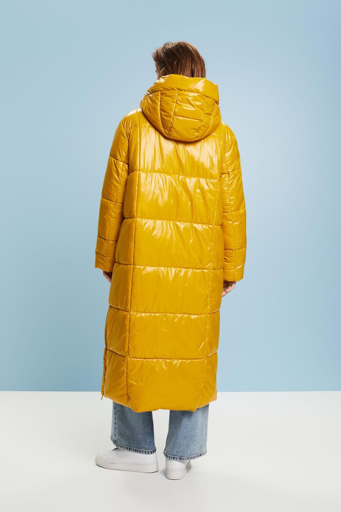 Hooded Padded Quilted Jacket, AMBER YELLOW, detail image number 4