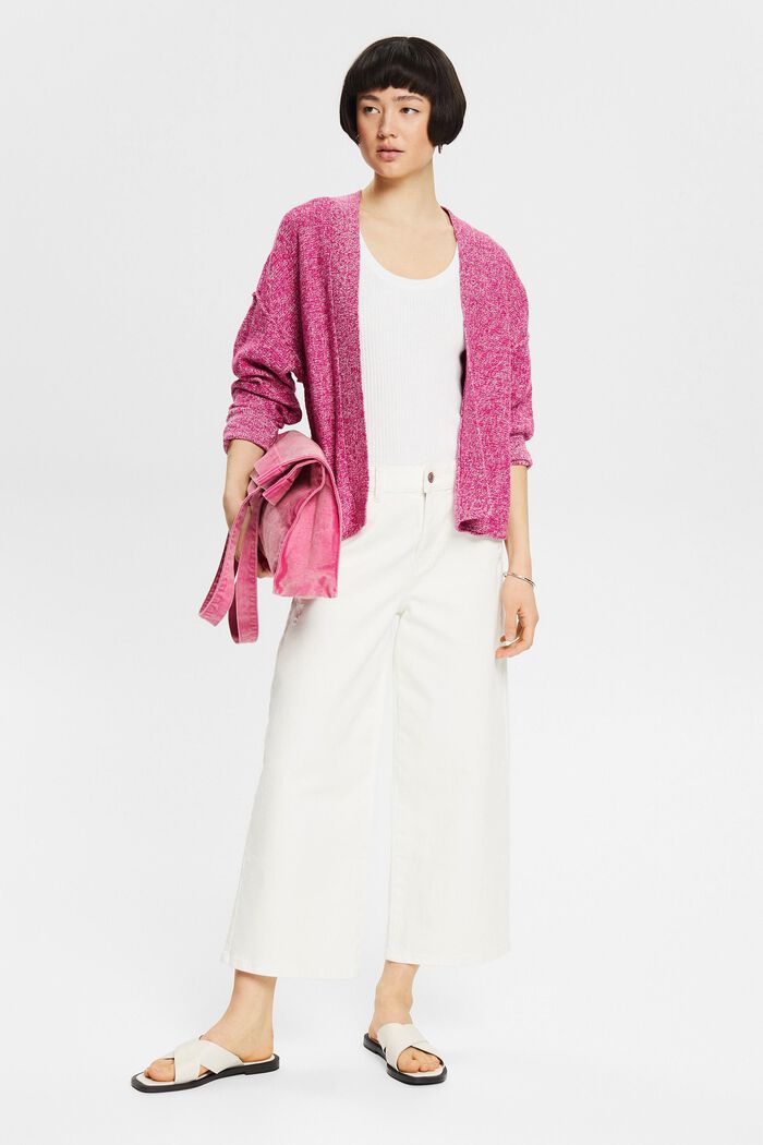 Open-fronted cardigan containing linen, PINK FUCHSIA, detail image number 1