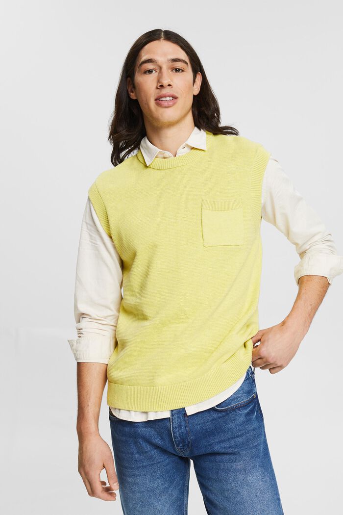 Sleeveless jumper with a breast pocket, YELLOW, detail image number 0