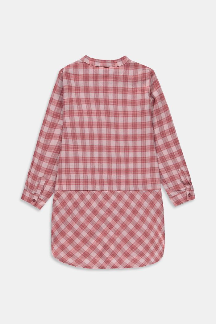 Long blouse with a check pattern, 100% cotton, PASTEL PINK, detail image number 1