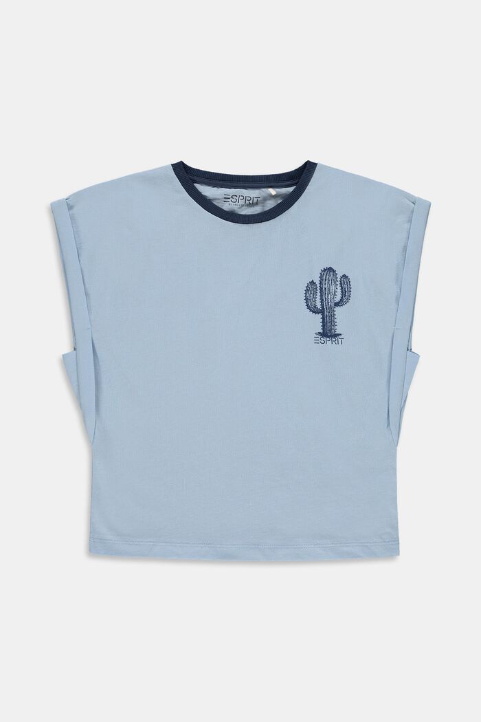 Cactus print T-shirt made of 100% cotton, BLUE LAVENDER, detail image number 0