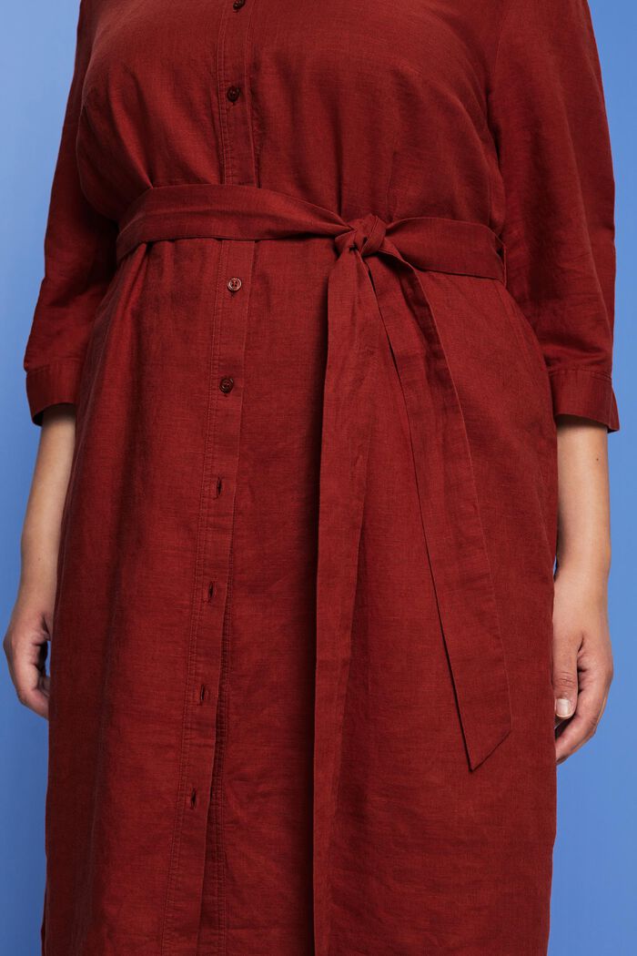 CURVY belted shirt dress, linen-cotton blend, TERRACOTTA, detail image number 2