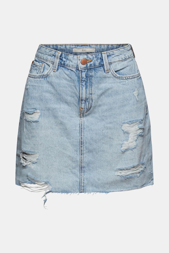 Denim skirt with distressed effects