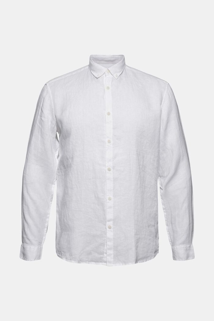 Button-down shirt made of 100% linen, WHITE, detail image number 0