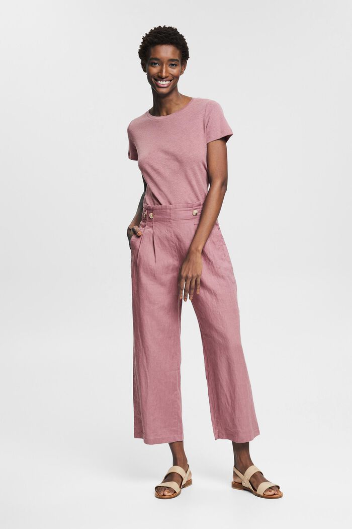 Linen trousers with cropped legs, MAUVE, detail image number 7