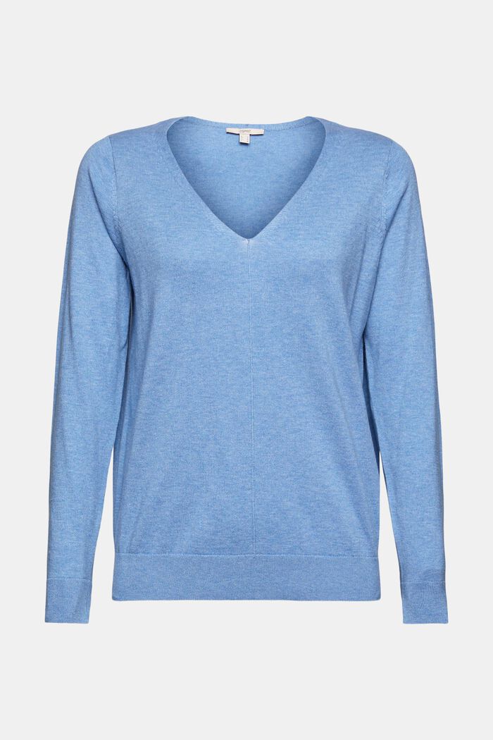 Fine knit jumper in 100% cotton, LIGHT BLUE LAVENDER, detail image number 5