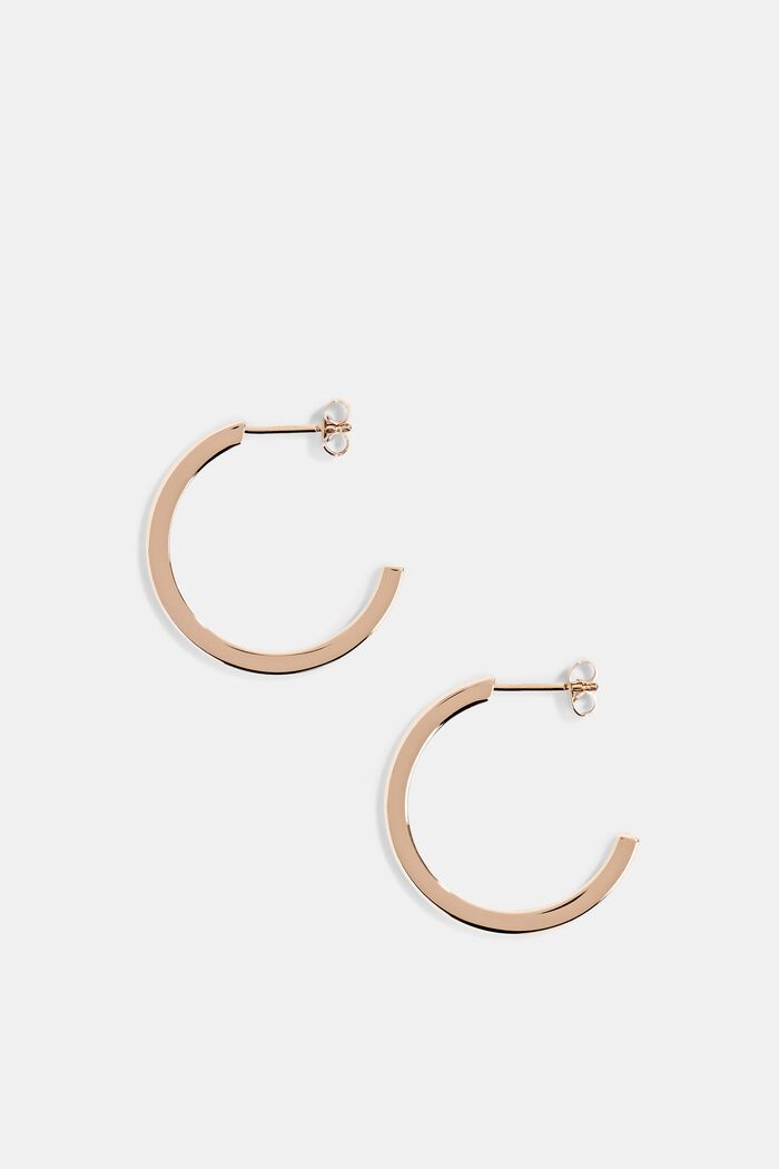 Stainless-steel Creole hoops with butterfly backs, ROSEGOLD, detail image number 0