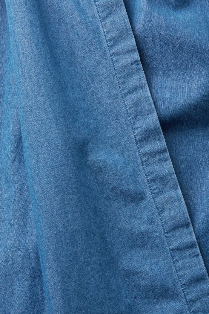 Cotton denim midi dress with tie belt, BLUE MEDIUM WASHED, detail image number 5