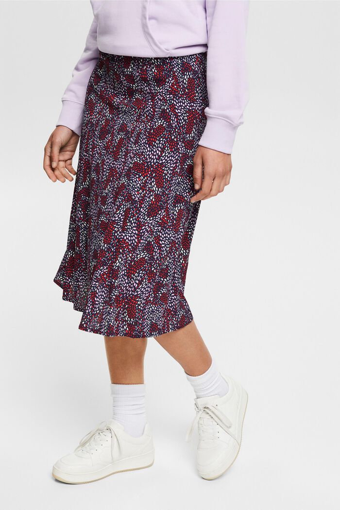 Printed skirt, LENZING™ ECOVERO™, NAVY, detail image number 0