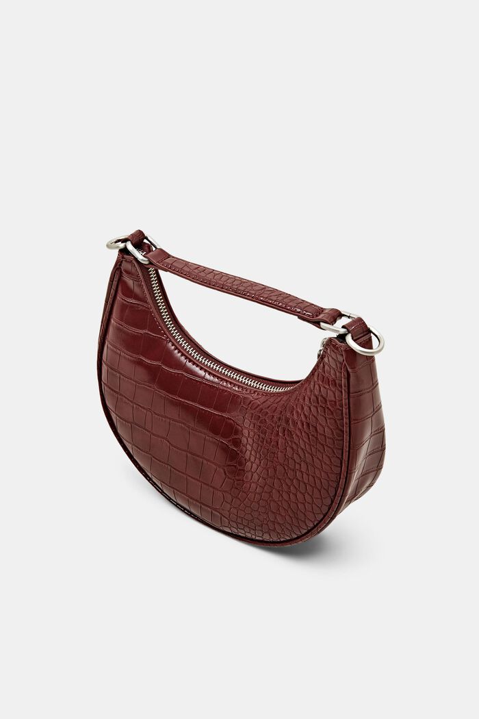 Faux Leather Crescent Bag, GARNET RED, detail image number 2