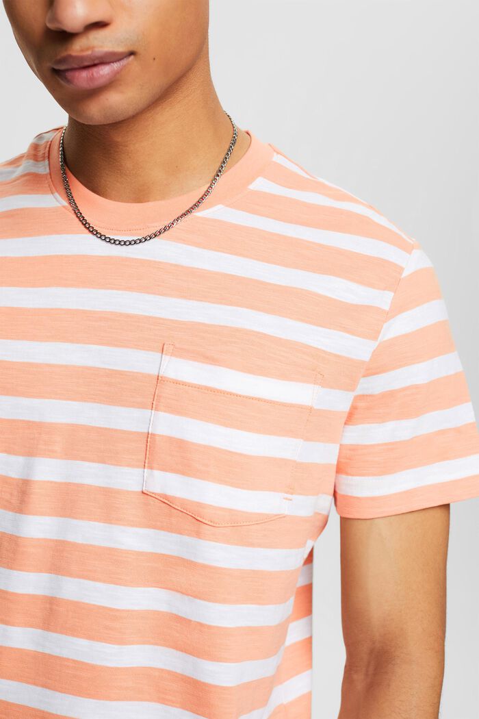 Striped Cotton Jersey T-Shirt, PASTEL ORANGE, detail image number 3