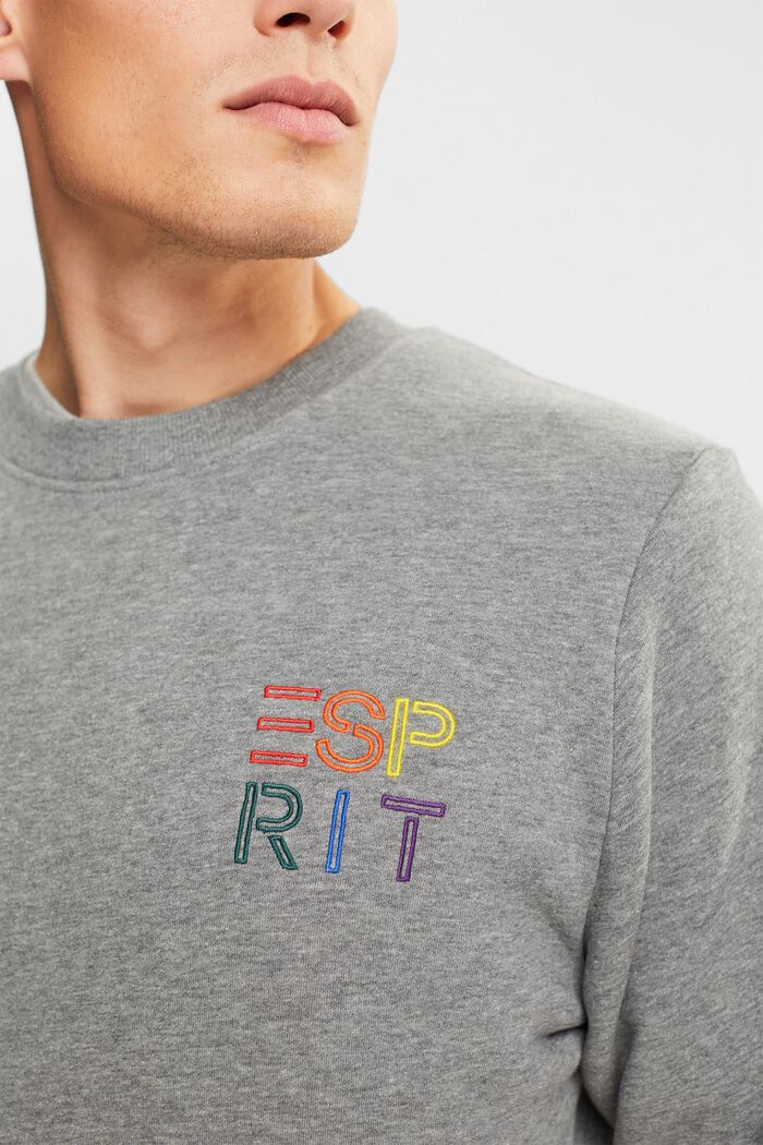 Sweatshirt with a colourful embroidered logo, MEDIUM GREY, detail image number 3