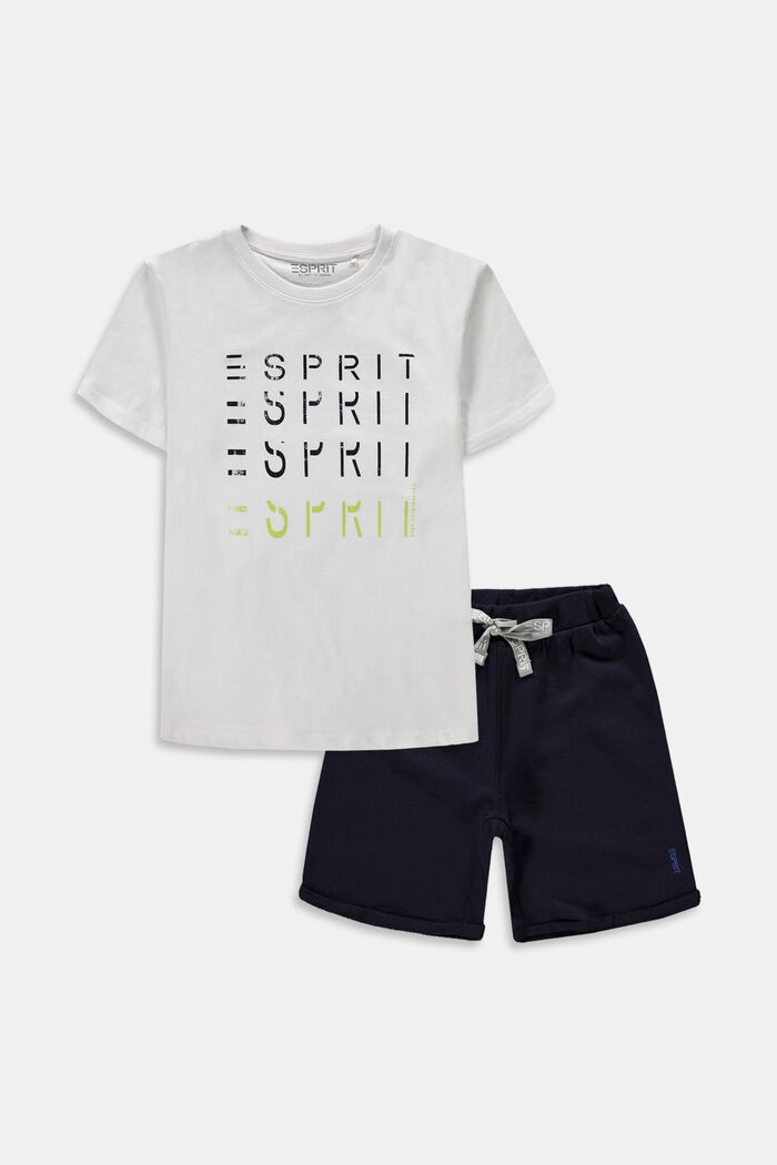 T-shirt and shorts set, in 100% cotton, WHITE, overview