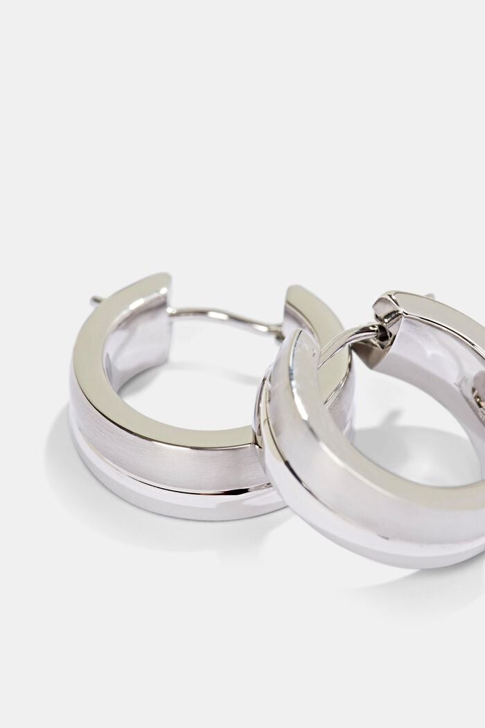 Stainless-steel hoop earrings, SILVER, detail image number 1