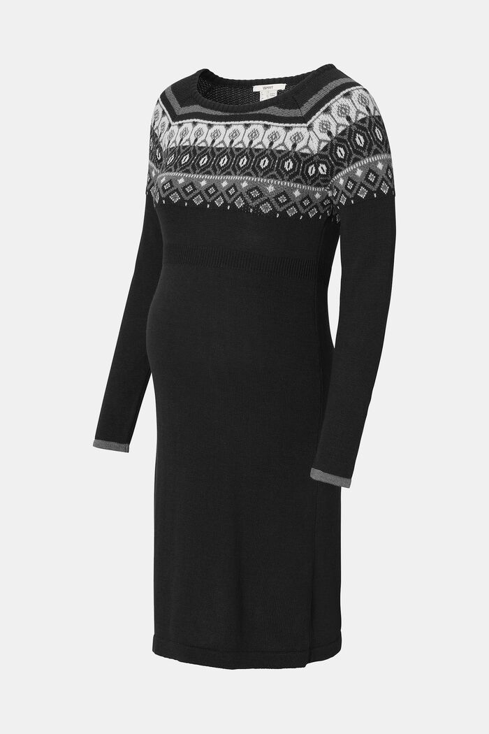 Knitted jacquard dress, BLACK INK, detail image number 1