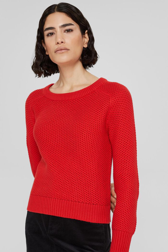 Textured knit jumper, blended cotton