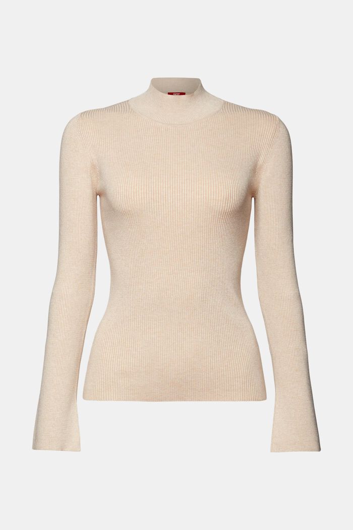 Rib-Knit Mock Neck Sweater, DUSTY NUDE, detail image number 6