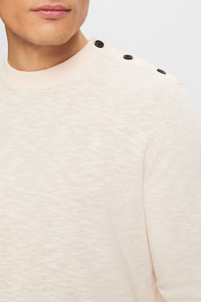 Cotton-Linen Crewneck Sweater, NUDE, detail image number 3