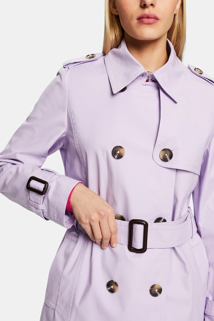 Short Double-Breasted Trench Coat, LAVENDER, detail image number 2