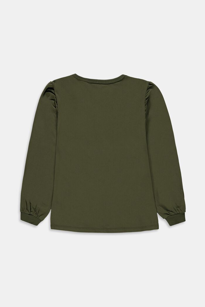 Long sleeve top with a metallic print, KHAKI GREEN, detail image number 1
