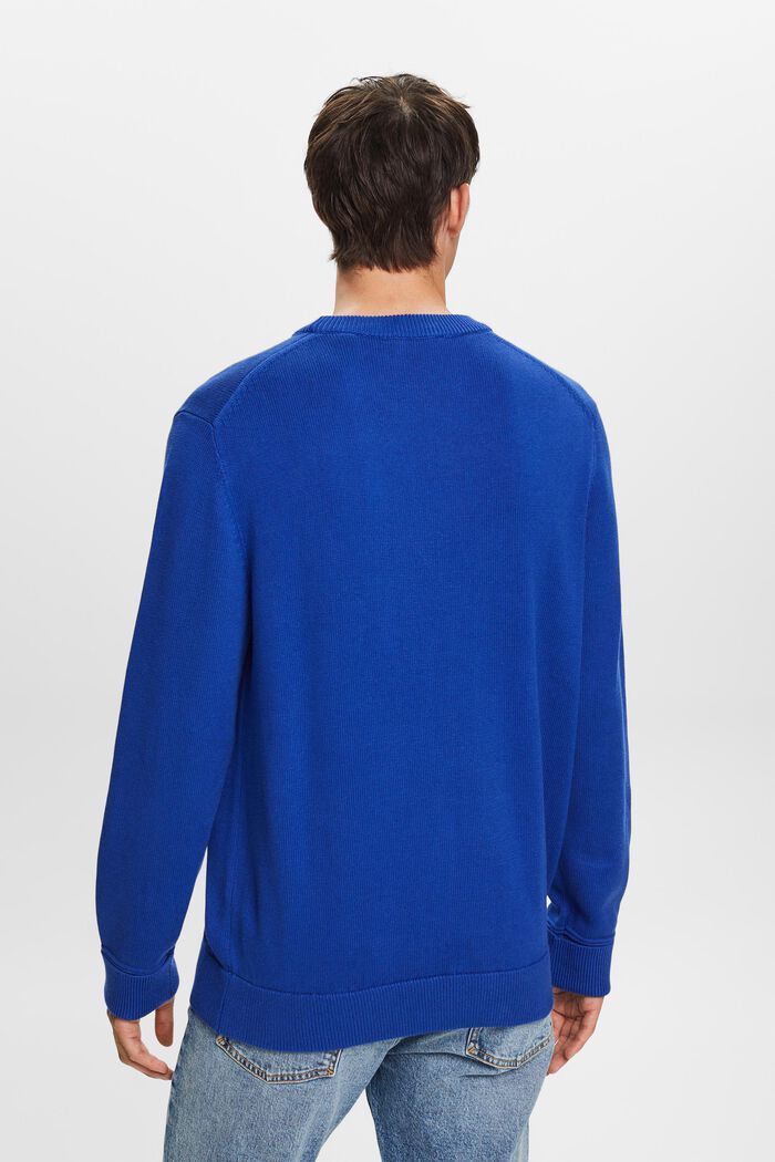 Cotton Crewneck Sweater, BRIGHT BLUE, detail image number 3