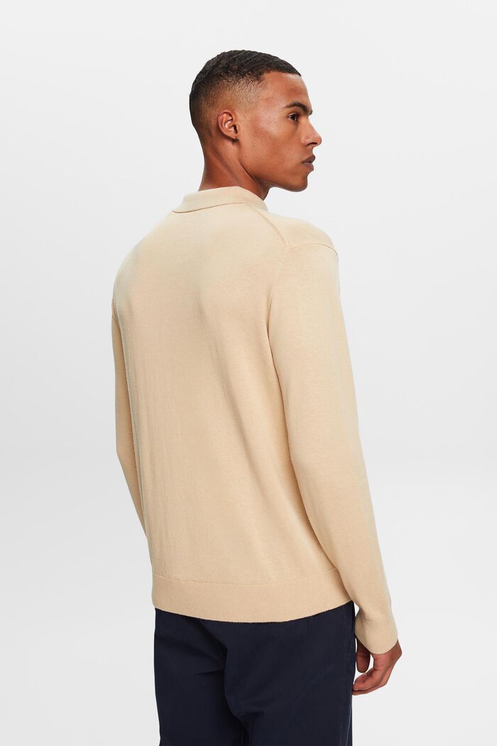 Knit jumper with a polo collar, TENCEL™, SAND, detail image number 3
