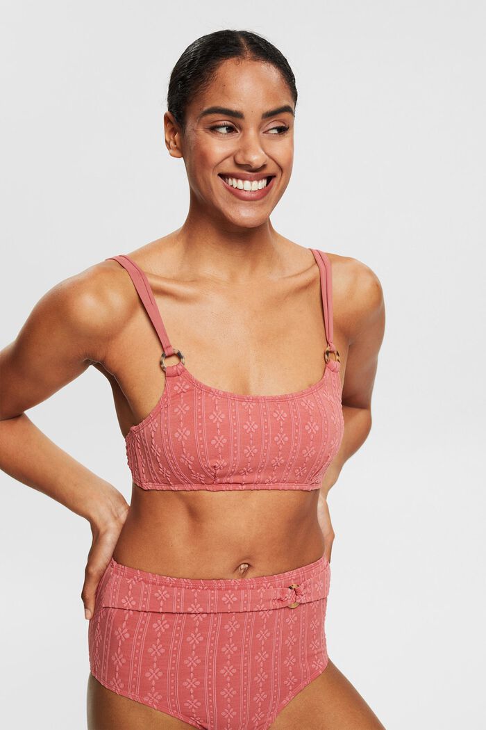 Padded crop top with a textured pattern, BLUSH, detail image number 0