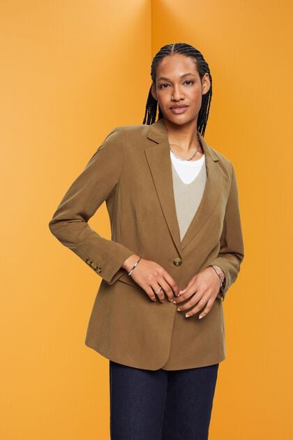 Single-breasted blazer with linen