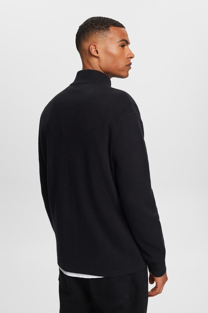 Zipper cardigan, 100% cotton, BLACK, detail image number 2