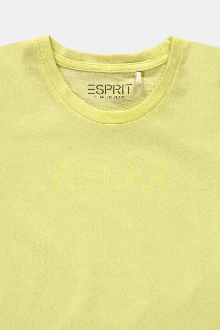 T-shirt with a print and cap sleeves, LIME YELLOW, detail image number 2