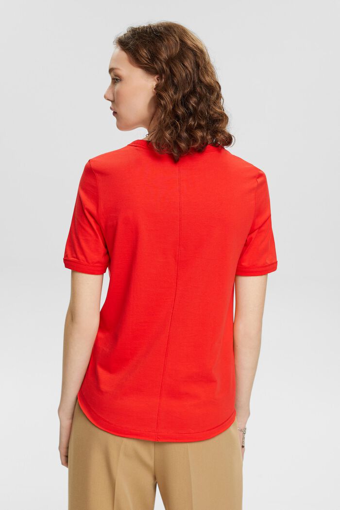 Cotton t-shirt with heart-shaped logo, RED, detail image number 3