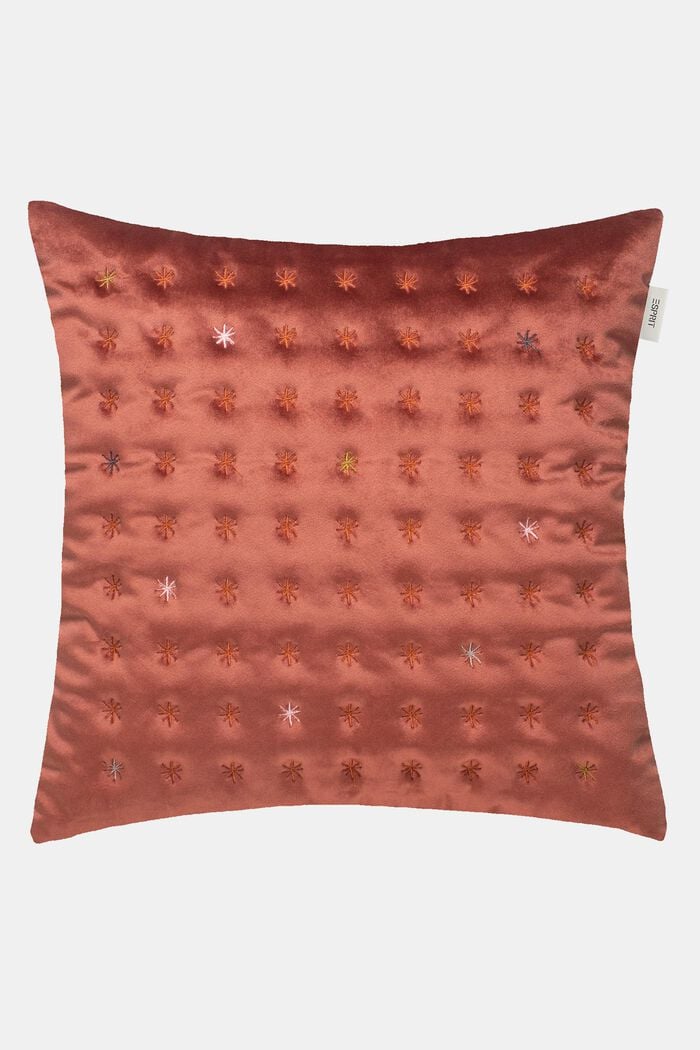 Velvet cushion cover with embroidery, RED, overview