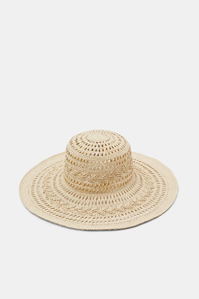 Braided Straw Cloche Hat, CREAM BEIGE, detail image number 0