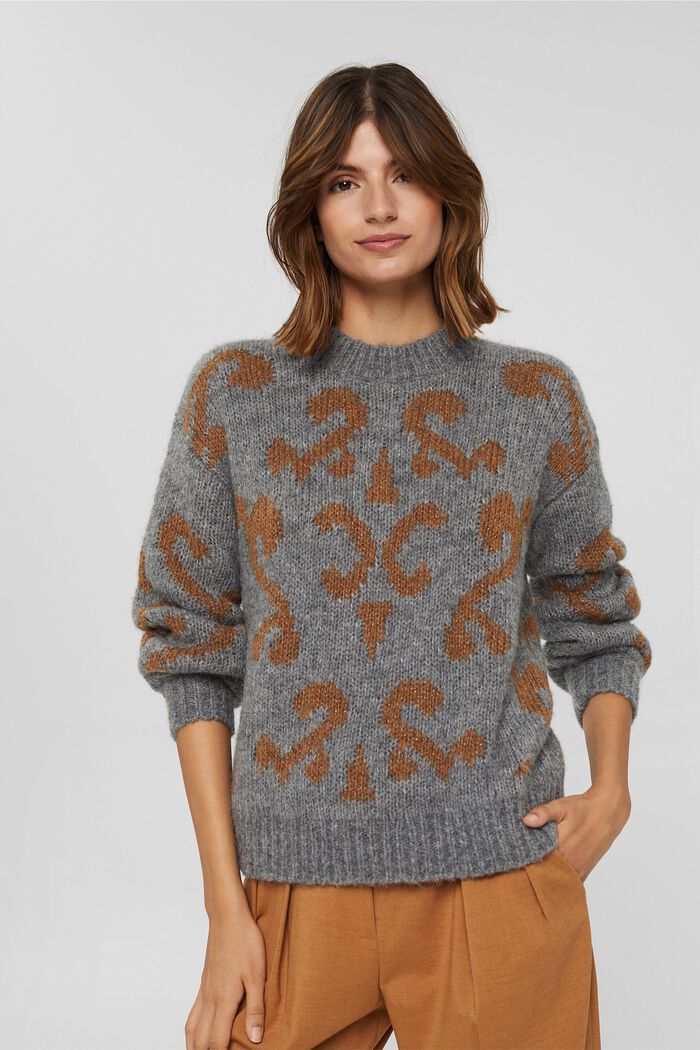 Wool/alpaca blend: jacquard jumper, CARAMEL, detail image number 0