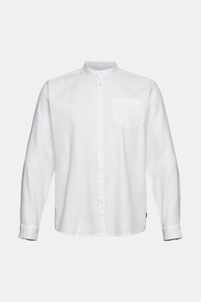 Cotton shirt with band collar, WHITE, detail image number 7