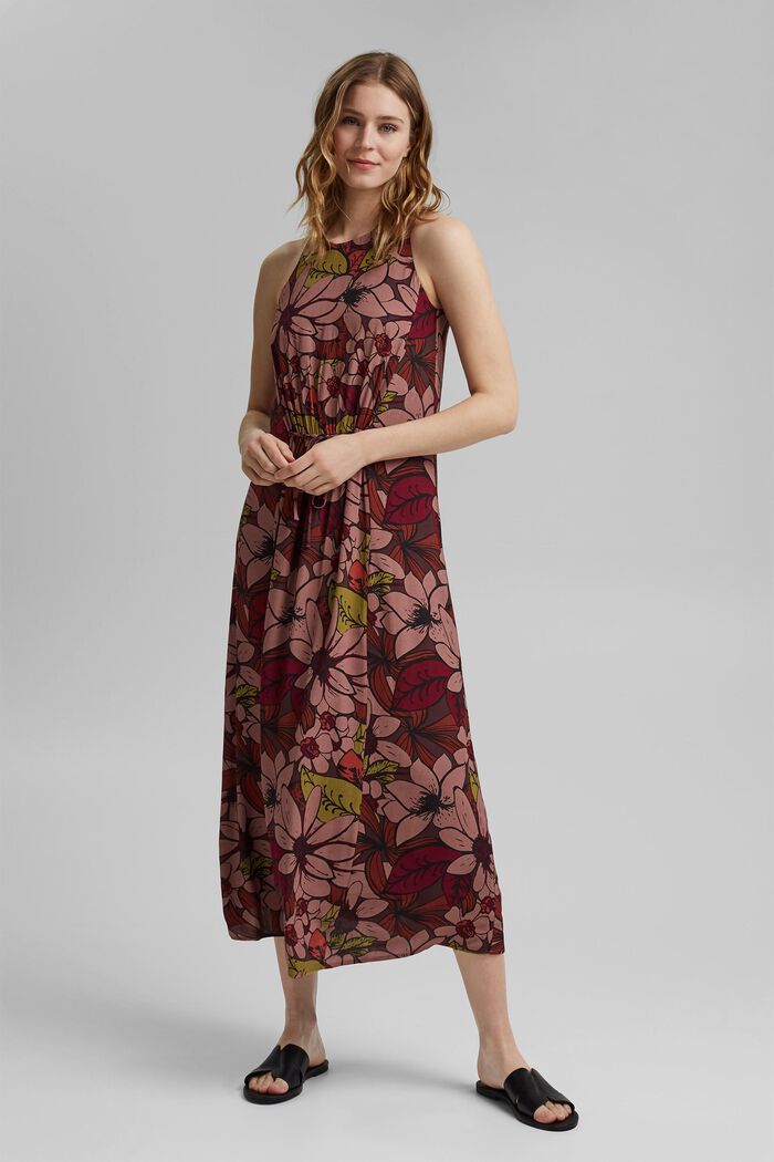 Floral maxi dress with LENZING™ ECOVERO™, TERRACOTTA, detail image number 1