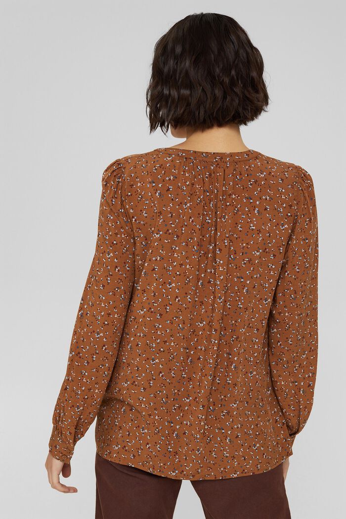 Blouse with leopard print and LENZING™ ECOVERO™, TOFFEE, detail image number 3