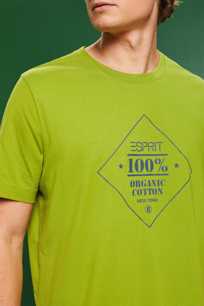 Logo Print Cotton T-Shirt, LEAF GREEN, detail image number 3