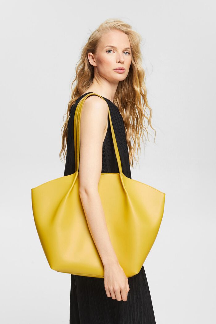 Faux leather shopper, DUSTY YELLOW, detail image number 0