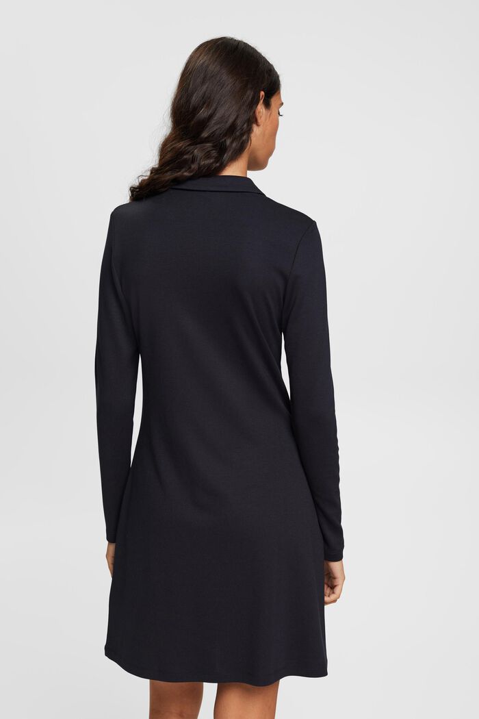 Polo collar mini dress, BLACK, detail image number 3