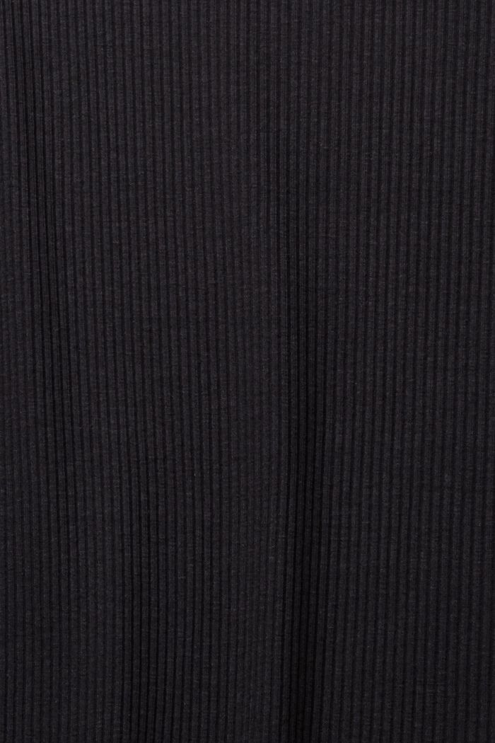 Ribbed long sleeve top, cotton blend, BLACK, detail image number 5