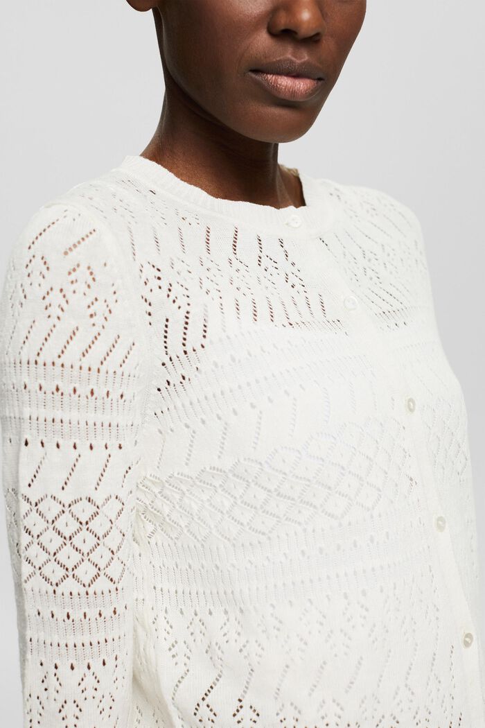 Made of blended linen: crocheted lace cardigan, OFF WHITE, detail image number 1