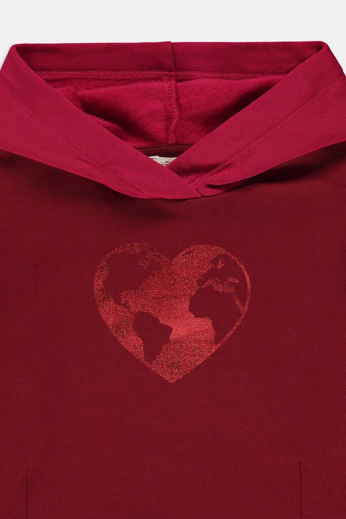 Hoodie with a glitter print, DARK RED, detail image number 2