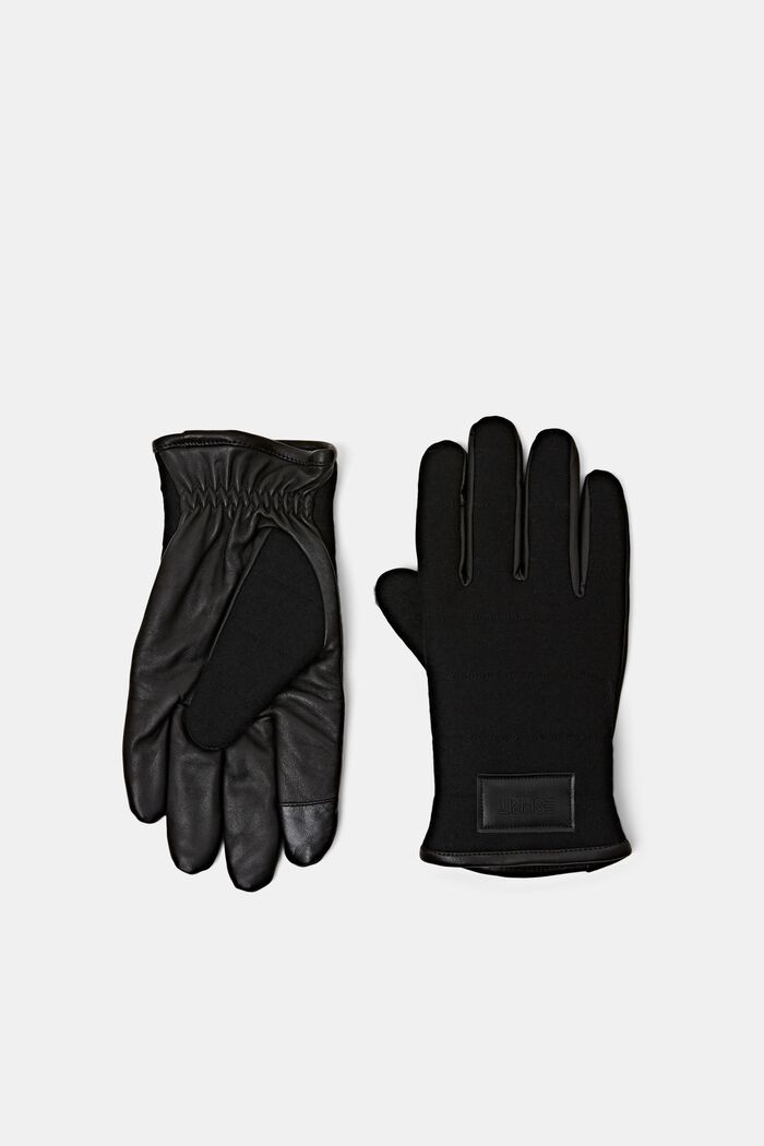 Wool Leather Gloves, BLACK, detail image number 0