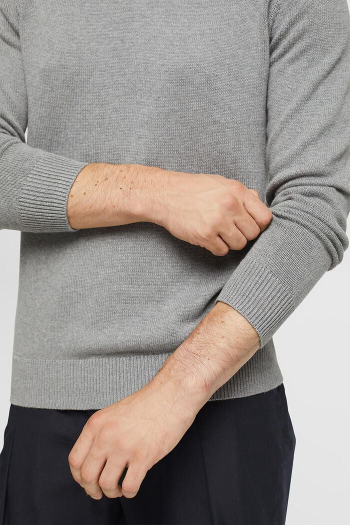 Sustainable cotton knit jumper, MEDIUM GREY, detail image number 0