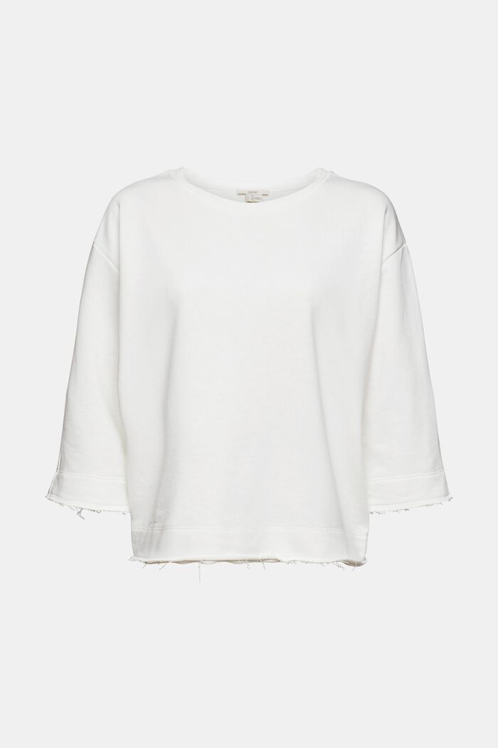 Made of recycled material: sweatshirt with unfinished edges, OFF WHITE, overview