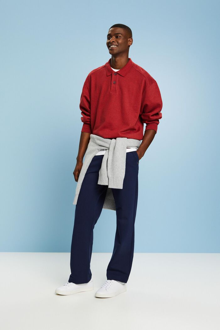 Polo Longsleeve Sweatshirt, DARK RED, detail image number 1